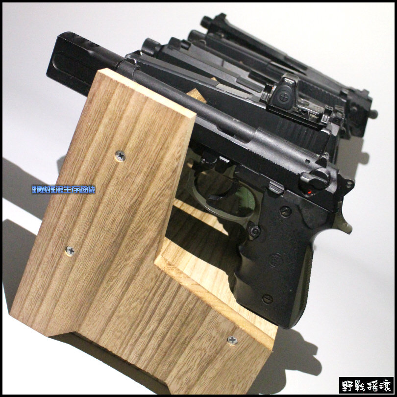 木製戰術手槍展示架 - 含抽屜