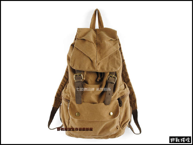 復古軍風帆布後背包