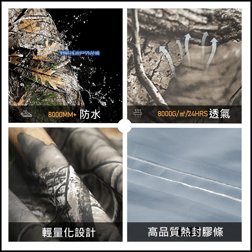 ROCKWAR 兩件式輕量迷彩雨衣、雨褲