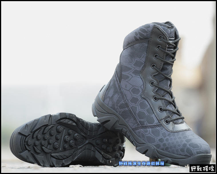 沙漠之鷹特戰軍靴、作戰靴【黑色蟒蛇紋迷彩】