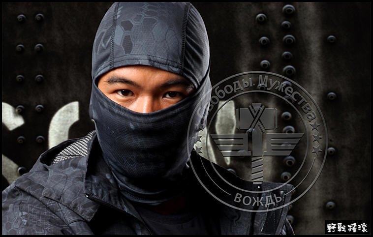  響尾蛇紋迷彩忍者頭套【黑色蛇紋迷彩】