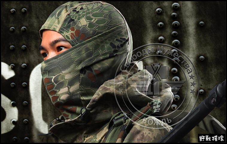  響尾蛇紋迷彩忍者頭套【黑色蛇紋迷彩】