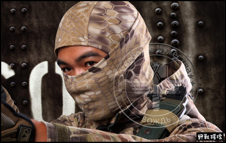  響尾蛇紋迷彩忍者頭套【黑色蛇紋迷彩】