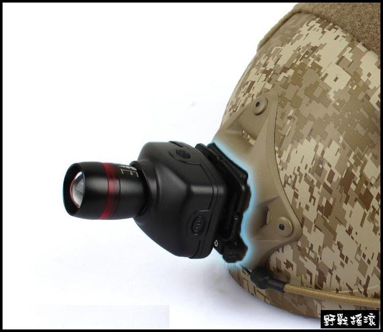 戰術頭盔專用頭盔燈 Q5 LED 手電筒頭燈含轉接座