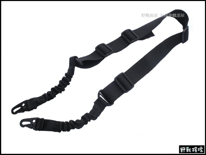 雙點扣環彈性戰術槍背帶 【黑色】