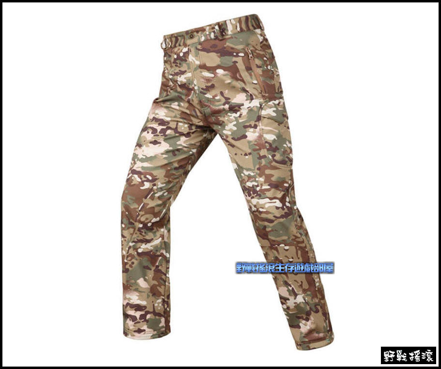 鯊魚皮戰術軟殼褲【黑色蛇紋迷彩】