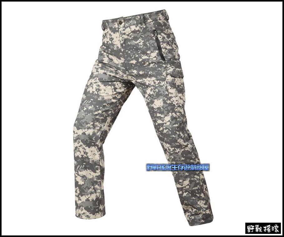 鯊魚皮戰術軟殼褲【黑色蛇紋迷彩】