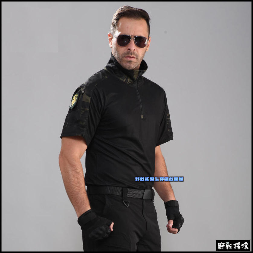 青蛙短袖戰術上衣、速乾T恤【Multicam Black】