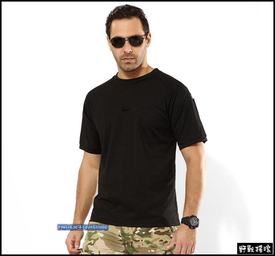 軍風短袖戰術T恤、速乾上衣【Multicam Black】