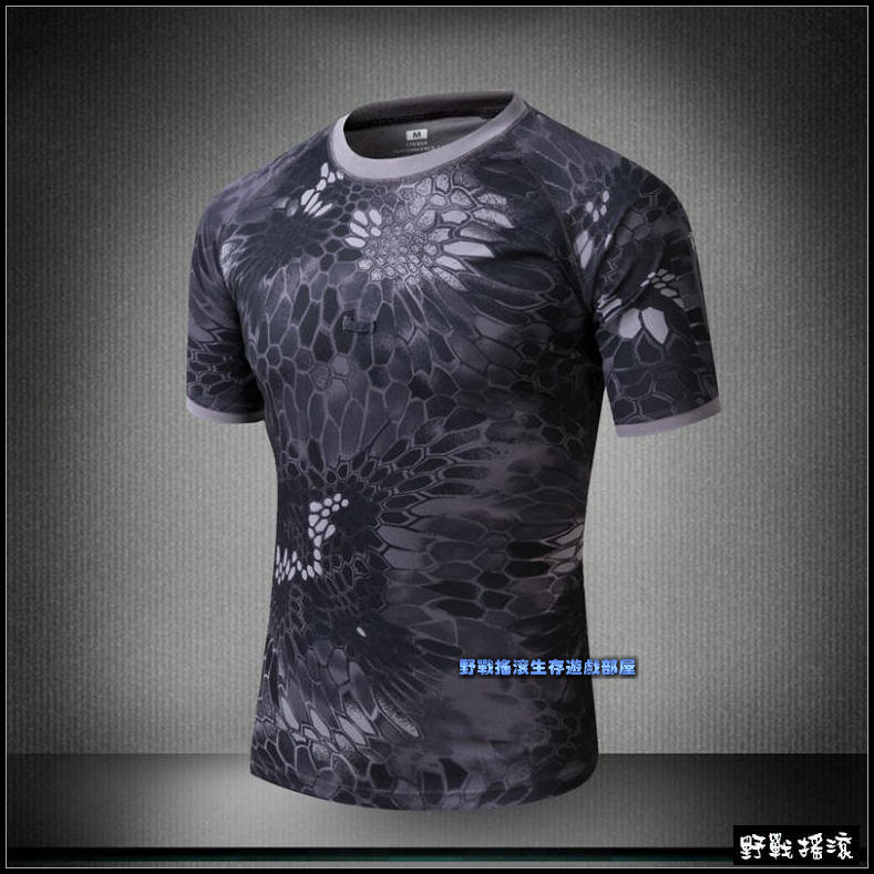 軍風短袖戰術T恤、速乾上衣【Multicam Black】