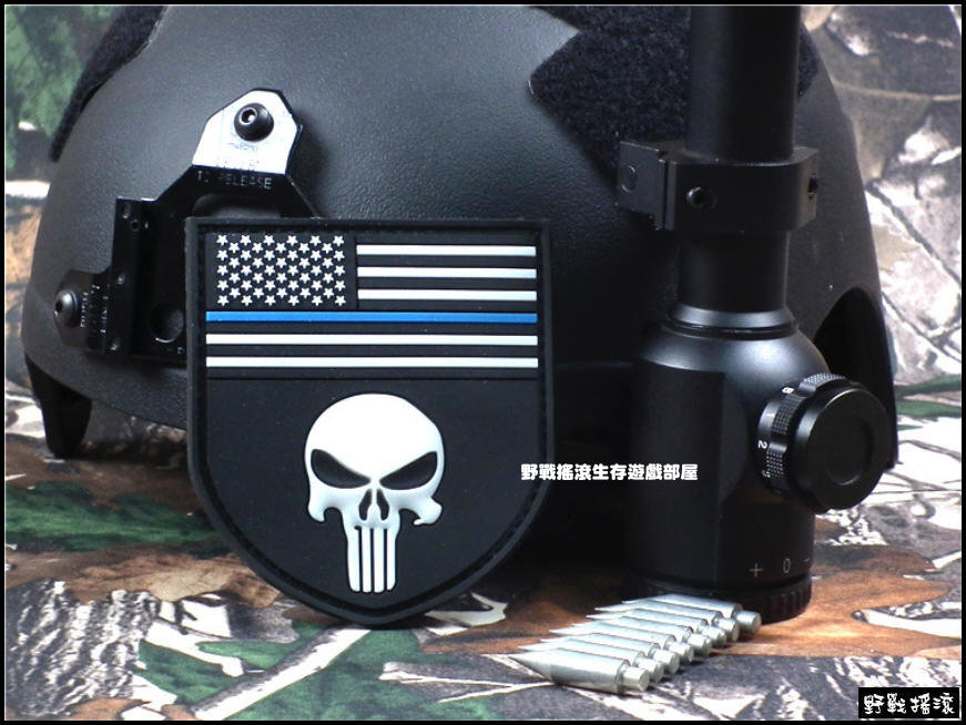 海豹懲罰者國旗款 3D立體PVC塑料臂章【紅色】