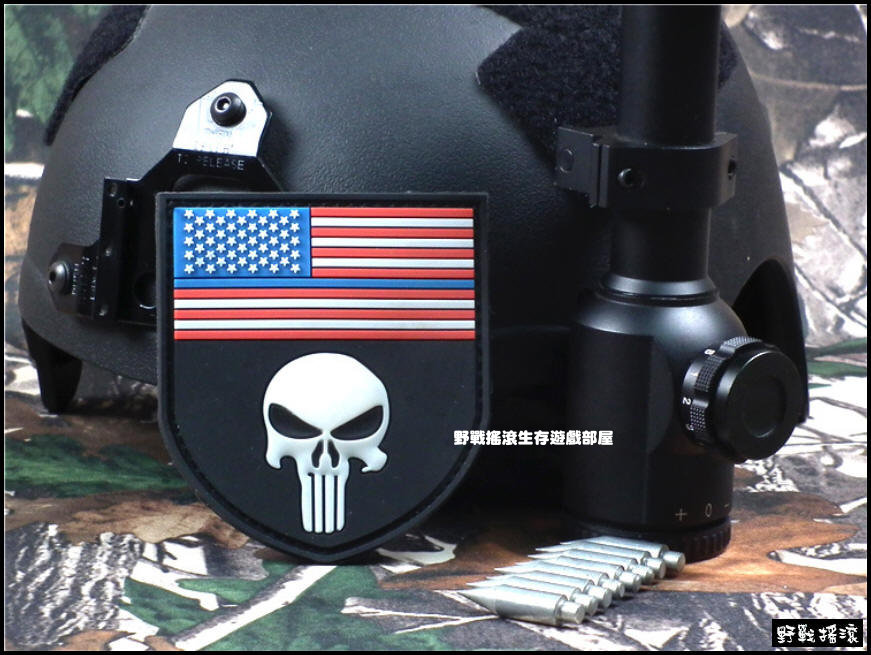 海豹懲罰者國旗款 3D立體PVC塑料臂章【白色】