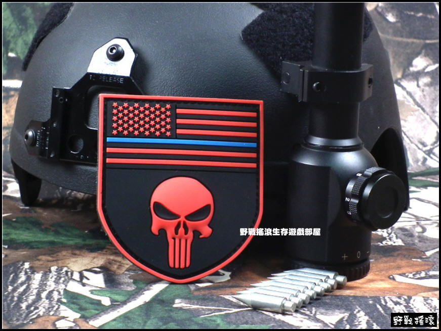 海豹懲罰者國旗款 3D立體PVC塑料臂章【藍紅色】