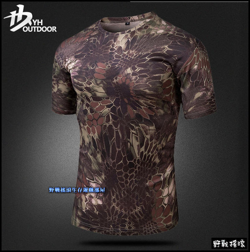 超酷! 迷彩戰術速乾T恤【叢林蟒蛇迷彩】