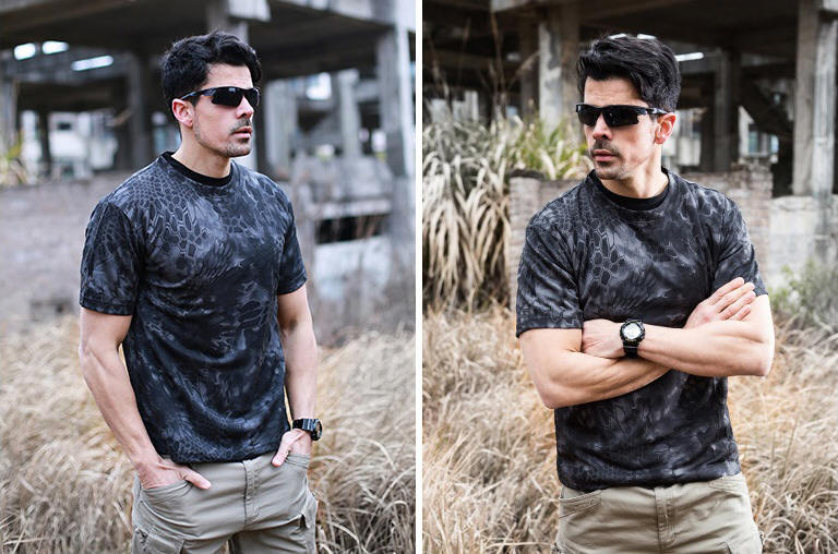 超酷! 迷彩戰術速乾T恤【叢林蟒蛇迷彩】