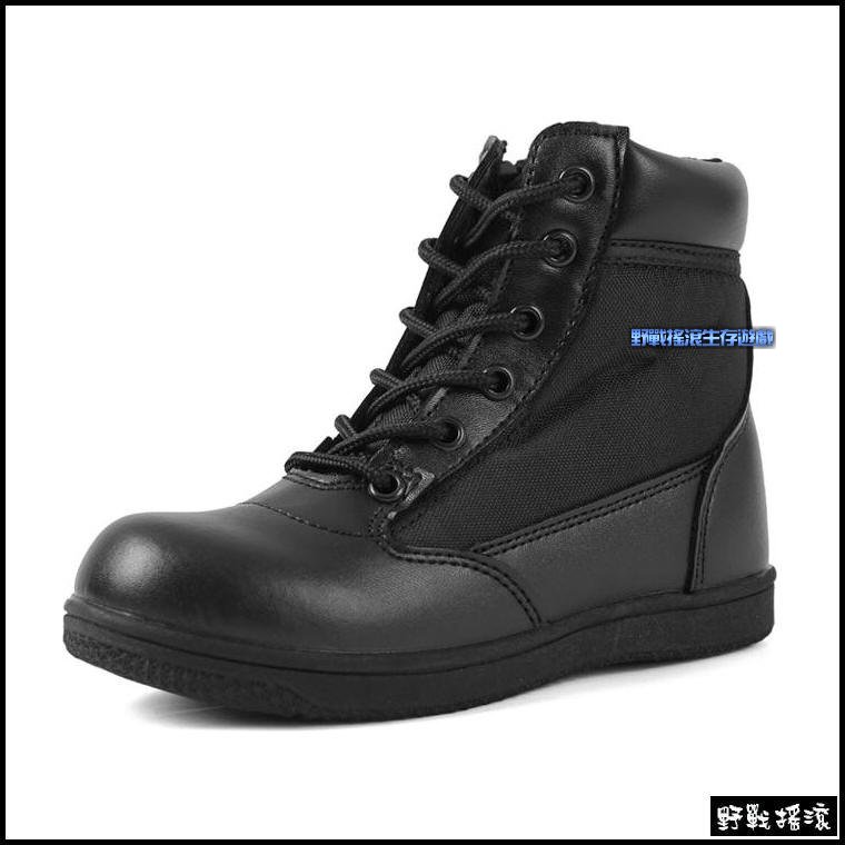 兒童版 SWAT 戰術軍靴- 側拉式拉鍊【黑色】