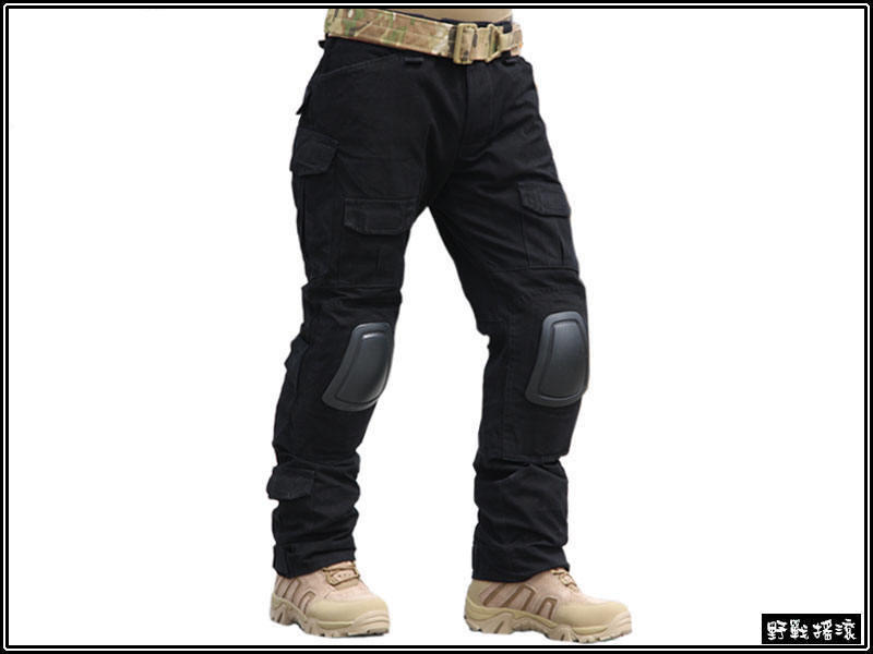 美軍 Gen2 戰術迷彩褲、作戰褲~ 含護膝【黑色】