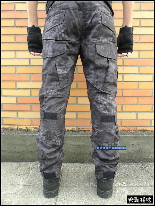 美軍 Gen2 戰術迷彩褲、作戰褲~ 含護膝【黑色蟒蛇迷彩】