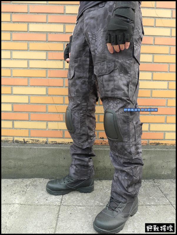 美軍 Gen2 戰術迷彩褲、作戰褲~ 含護膝【黑色蟒蛇迷彩】