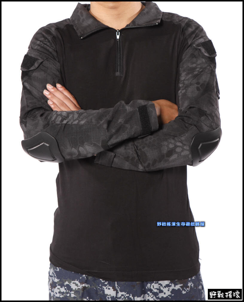 美軍 Gen2 戰術青蛙裝【黑色蟒蛇紋迷彩】上衣+褲子(含護膝護肘)