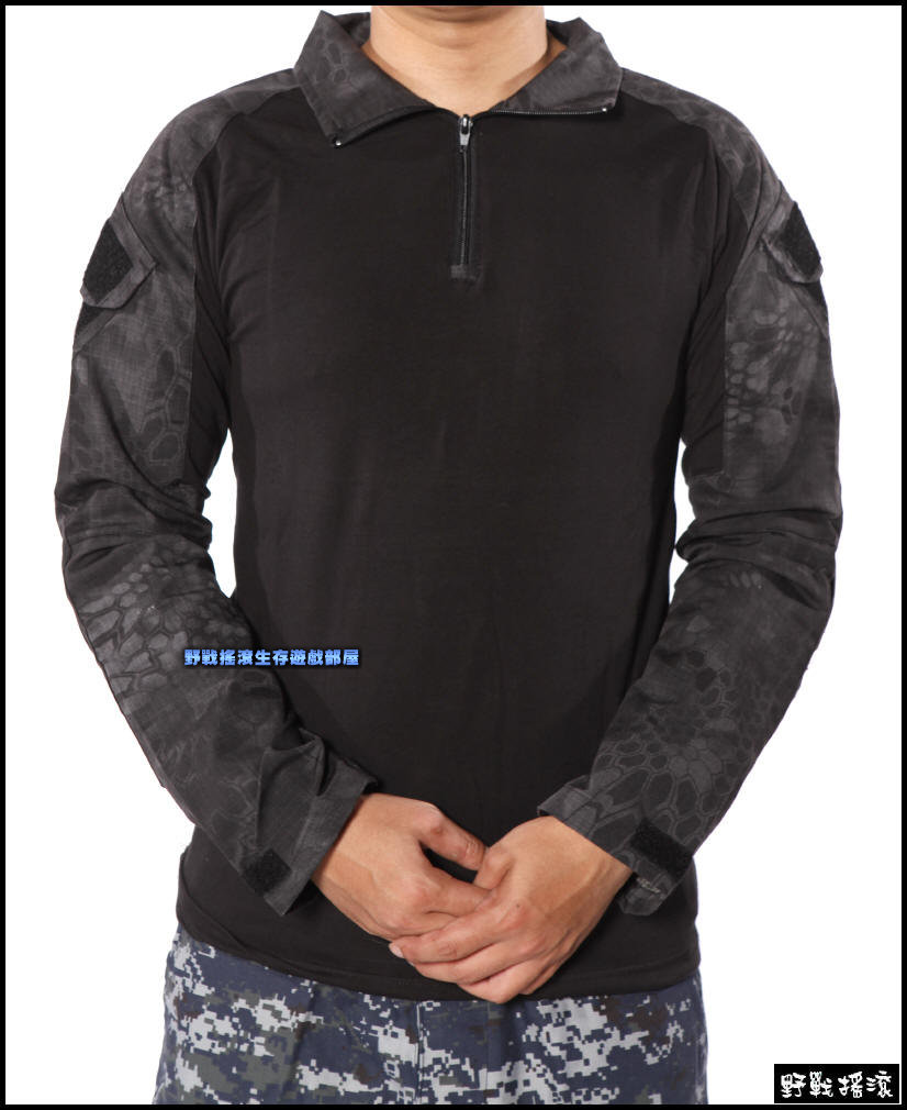 美軍 Gen2 戰術青蛙裝【黑色蟒蛇紋迷彩】上衣+褲子(含護膝護肘)