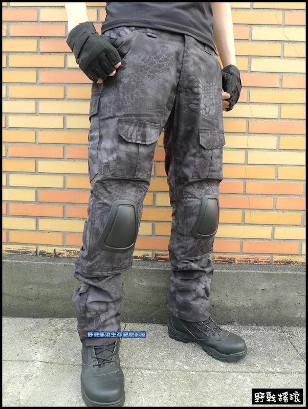 美軍 Gen2 戰術青蛙裝【黑色蟒蛇紋迷彩】上衣+褲子(含護膝護肘)