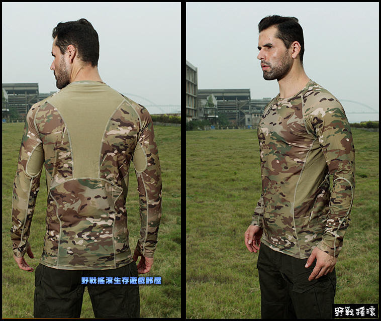 魔蠍迷彩長袖緊身T恤、速乾上衣【Multicam】