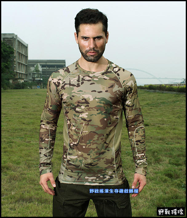 魔蠍迷彩長袖緊身T恤、速乾上衣【Multicam】