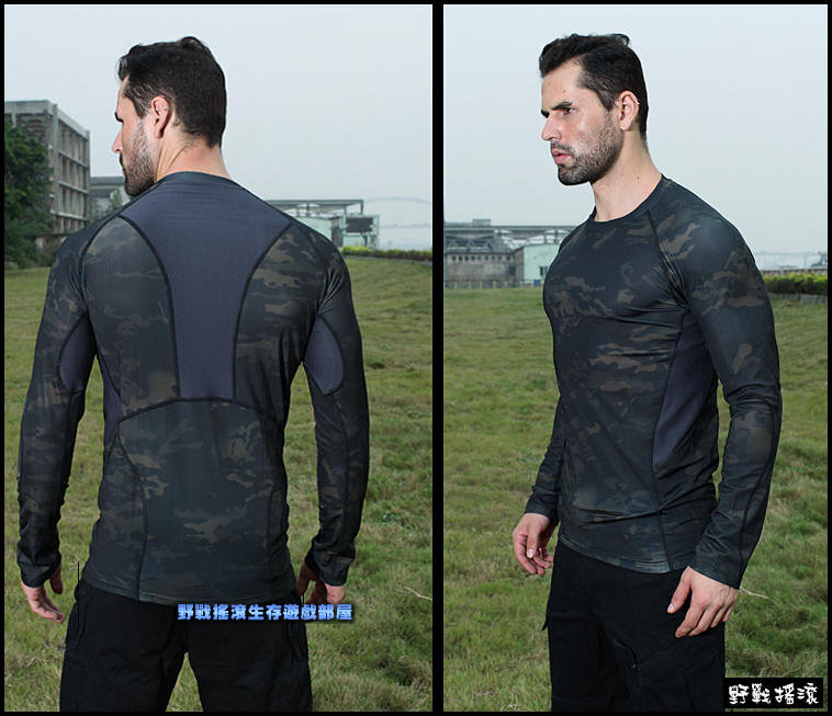 魔蠍迷彩長袖緊身T恤、速乾上衣【Multicam Black】