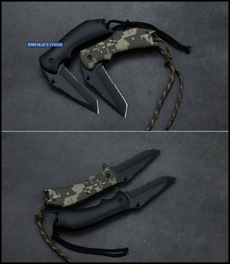 戶外野營多用途迷彩折疊刀【黑色】