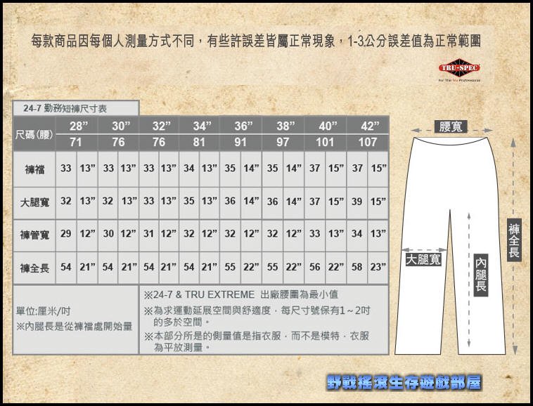美國 TRU-SPEC 24-7 戰術短褲