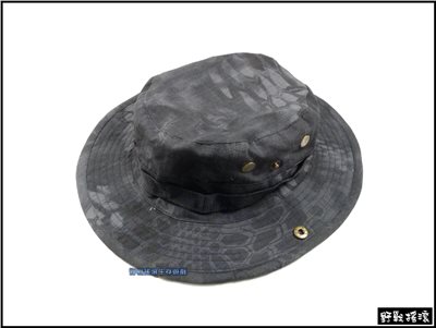 美軍戰術圓邊帽【黑蟒蛇紋迷彩】