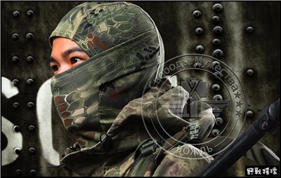  響尾蛇紋迷彩忍者頭套【叢林蛇紋迷彩】