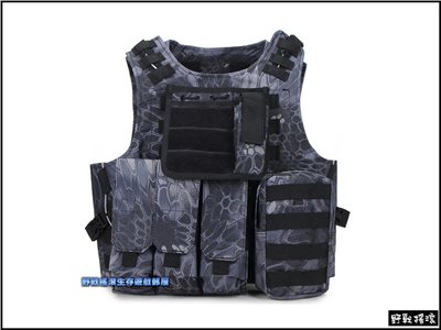 美軍FSBE兩棲部隊戰術背心【黑色蟒蛇迷彩】
