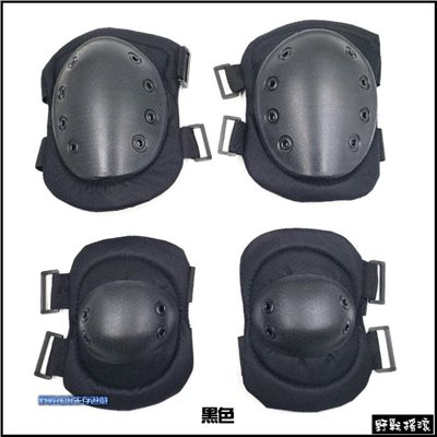 野戰生存護具組- 護膝&護肘【黑色】
