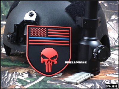 海豹懲罰者國旗款 3D立體PVC塑料臂章【紅色】