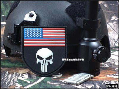 海豹懲罰者國旗款 3D立體PVC塑料臂章【藍紅色】