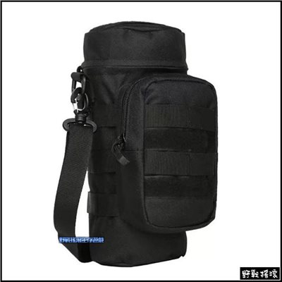 高品質Molle戰術模組化水壺袋、水壺包【黑色】附背帶