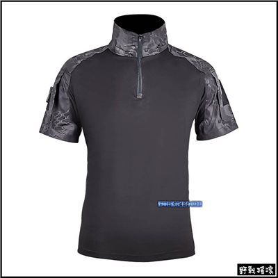 短袖青蛙裝戰術上衣【黑色蟒蛇迷彩】